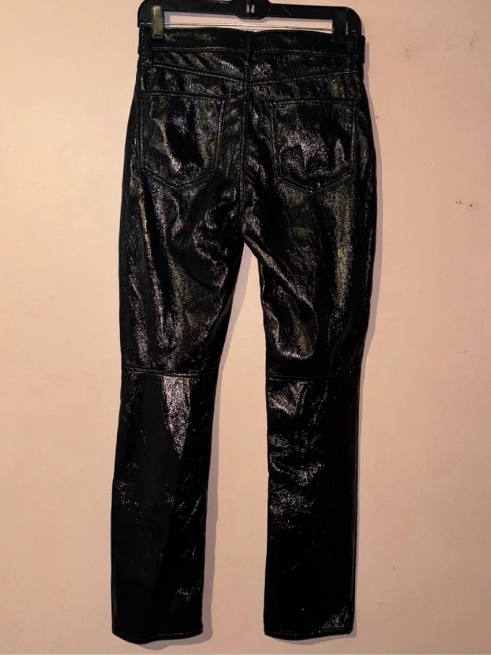 GAP Shiny Faux Leather Black Vintage Slim High Rise Pants Size 27 / 4R NWT!